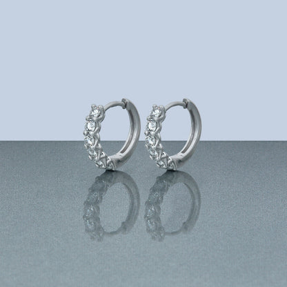 1.0 TCW Round Cut Moissanite Huggies Earrings in Gold 7