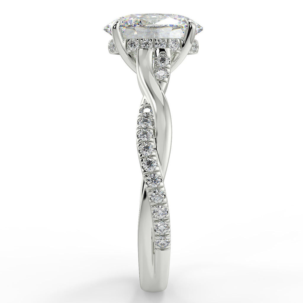 Stunning 2.11 CT Oval Moissanite Engagement Ring with Hidden Halo & Twisted Pave Design 7