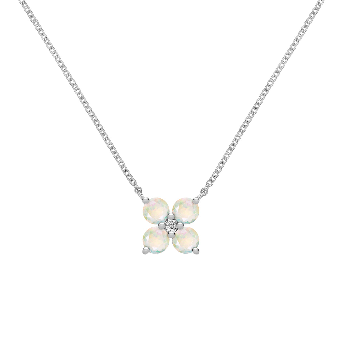 1.16 TCW Round Opal Lab Made Diamond- October Birthstone Necklace 7