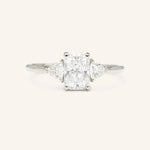 Stunning 1 CT Radiant Moissanite Engagement Ring With Three Stone Design 3