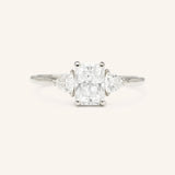 Stunning 1 CT Radiant Moissanite Engagement Ring With Three Stone Design 3
