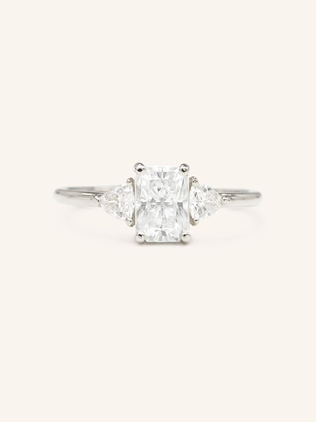 Stunning 1 CT Radiant Moissanite Engagement Ring With Three Stone Design 3