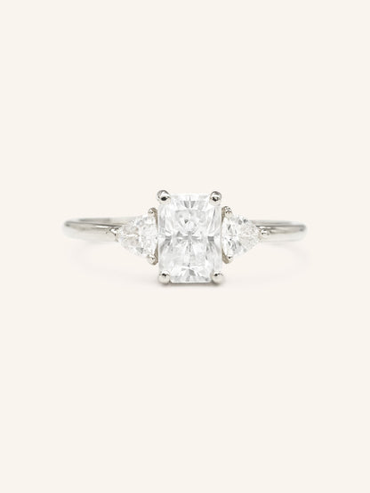 Stunning 1 CT Radiant Moissanite Engagement Ring With Three Stone Design 3