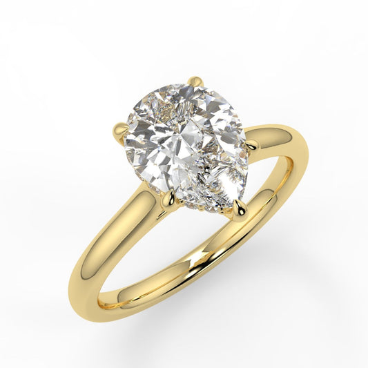 Stunning 1.31 CT Pear Moissanite Engagement Ring with Hidden Halo Design 2