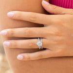 Stunning 0.2 TCW  Round Moissanite Stones in Curved Wedding Bands 5