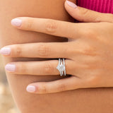 Stunning 0.2 TCW  Round Moissanite Stones in Curved Wedding Bands 5