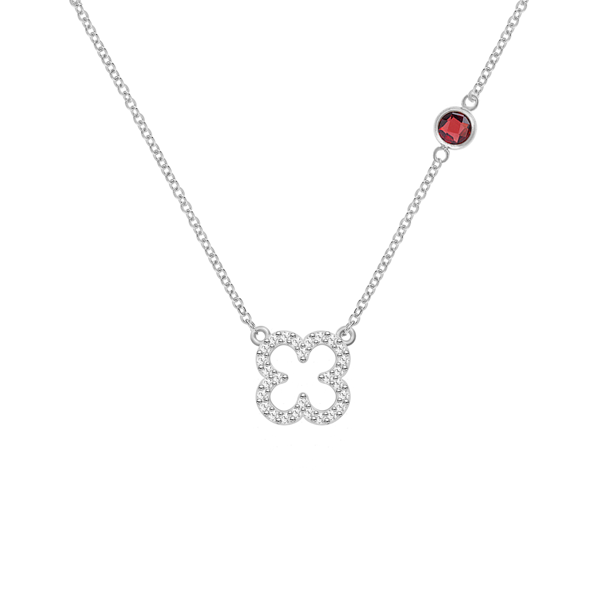 0.25 CT Round Garnet Lab Made Diamond- January Birthstone Necklace 7