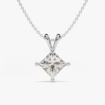 1.0 CT Princess Moissanite Diamond Solitaire Pendant Necklace in Solid Gold 2