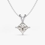 1.0 CT Princess Moissanite Diamond Solitaire Pendant Necklace in Solid Gold 2