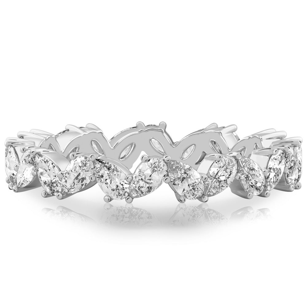 Stunning 1.92CT Pear Moissanite Stones Cluster Wedding Bands 4