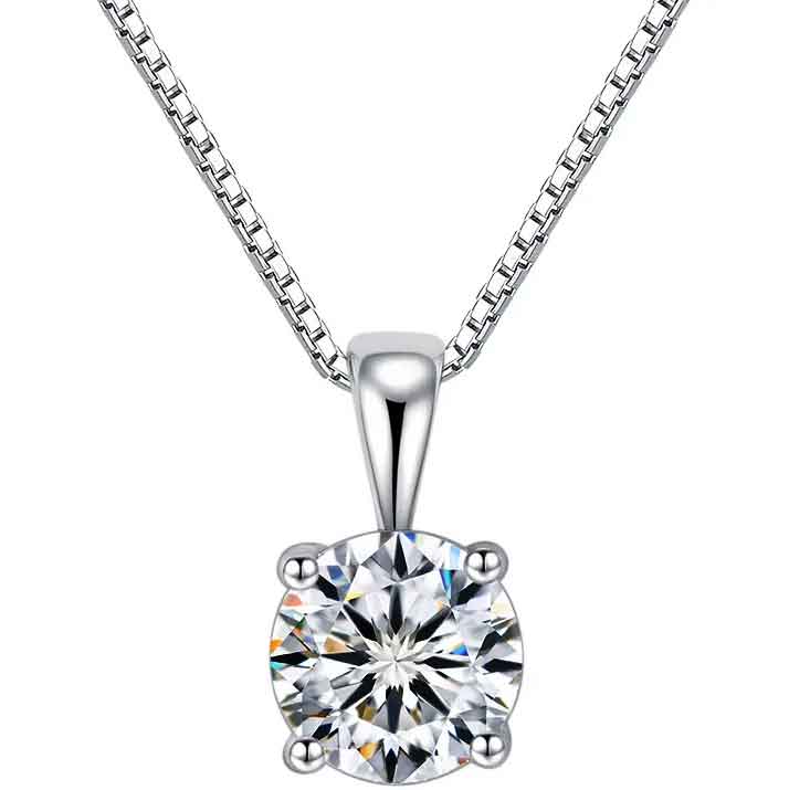 Round Cut Cubic Zirconia in 925 Sterling Silver Necklace 1
