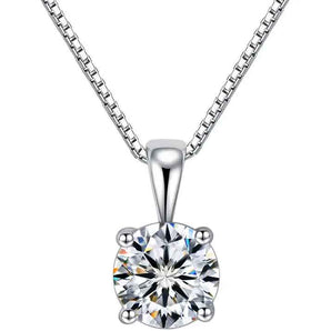 Round Cut Cubic Zirconia in 925 Sterling Silver Necklace