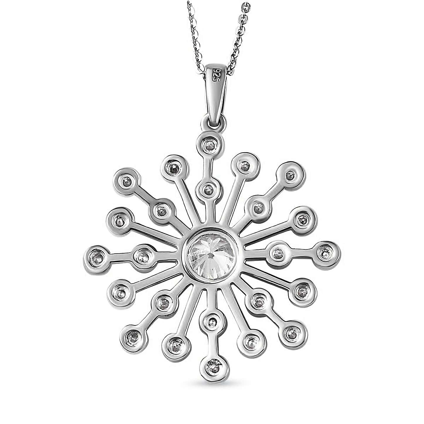 Round Cut Cubic Zirconia in 925 Sterling Silver Necklace 5