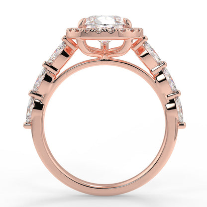 Stunning 0.81 CT Pear Moissanite Engagement Ring with Halo & Pave Design 9
