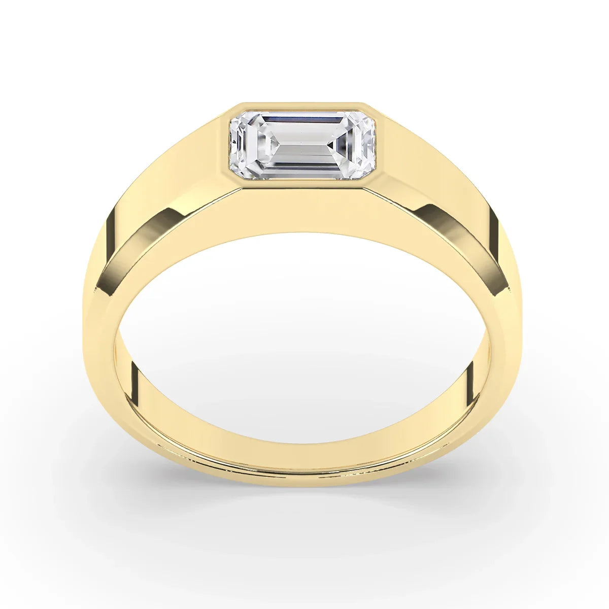 Delicate 0.40 CT Moissanite solitaire Men's Wedding Band with Emerald Cut Stones in Solid Gold 2
