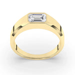 Delicate 0.40 CT Moissanite solitaire Men's Wedding Band with Emerald Cut Stones in Solid Gold 2