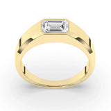 Delicate 0.40 CT Moissanite solitaire Men's Wedding Band with Emerald Cut Stones in Solid Gold 2