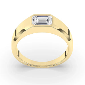 Delicate 0.40 CT Moissanite solitaire Men's Wedding Band with Emerald Cut Stones in Solid Gold