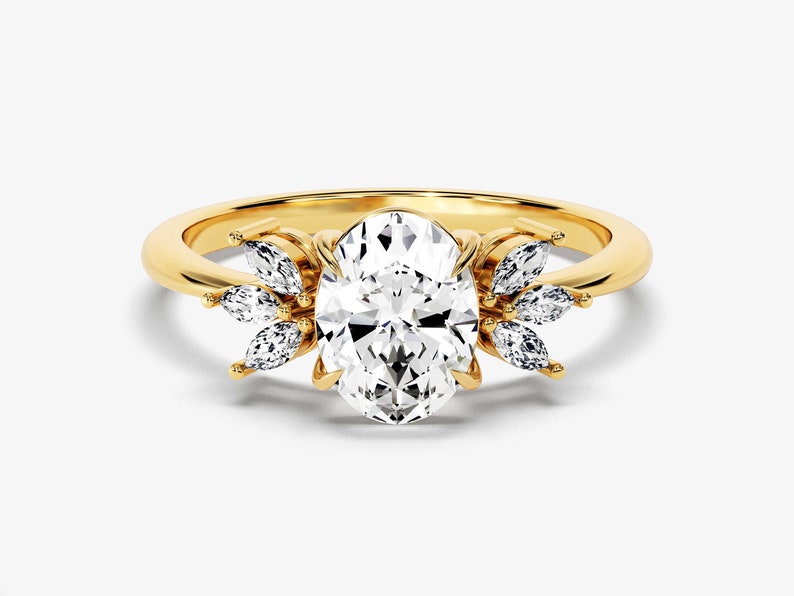 Stunning 1.50 CT Oval Moissanite Engagement Ring with Cluster Design 1