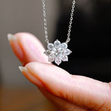 0.50 TCW Round Moissanite Diamond Halo Pendant Necklace in Solid Gold 6