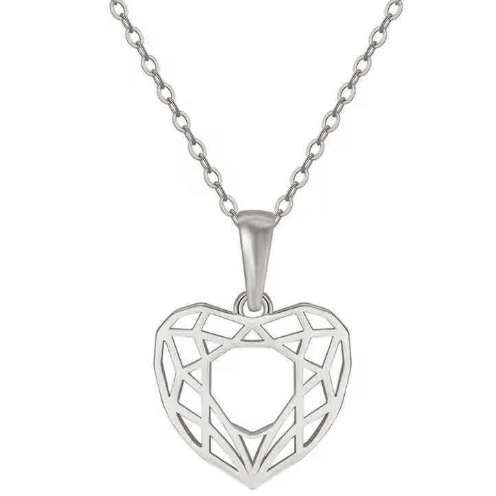 Round Cut Cubic Zirconia in 925 Sterling Silver Necklace 1