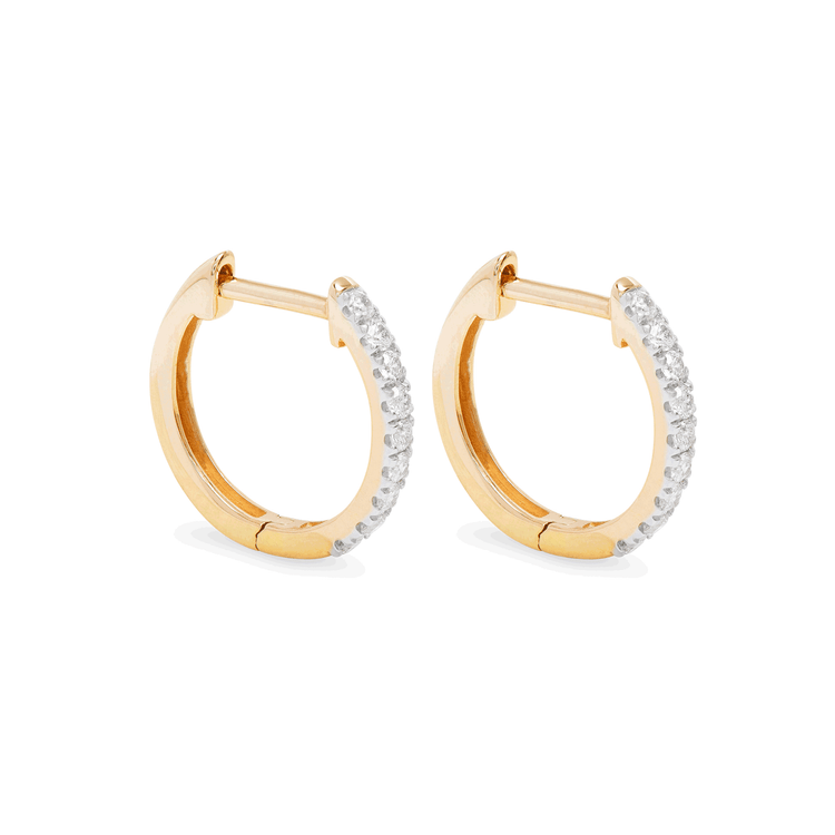 1.0 TCW Round Cut Moissanite Pave Huggie Earrings in Gold 1