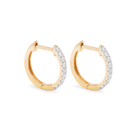 1.0 TCW Round Cut Moissanite Pave Huggie Earrings in Gold 5