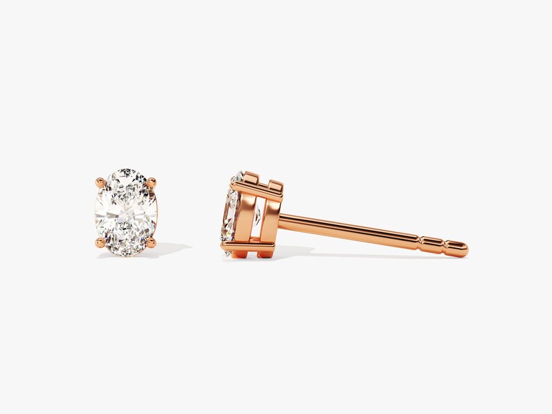 2.0 TCW Oval Cut Moissanite Stud Earrings in Gold 5
