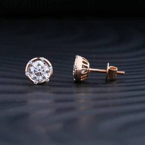 2.0 TCW Round Cut Moissanite Stud Earrings in Gold