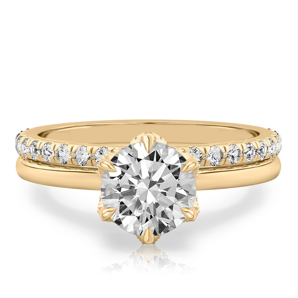 Stunning 1.0- 2.0 CT Round Moissanite Engagement Ring with Tulip Design 2