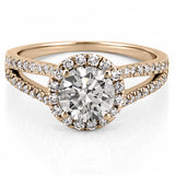 Stunning 1.0- 2.0 CT Round Moissanite Engagement Ring with Halo & Split Shank Design 1