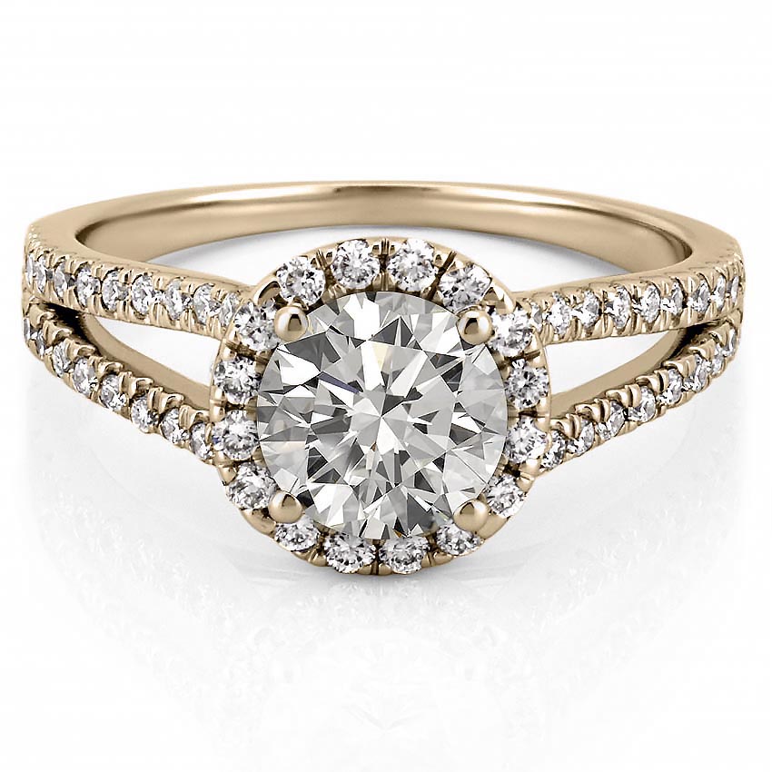 Stunning 1.0- 2.0 CT Round Moissanite Engagement Ring with Halo & Split Shank Design 1