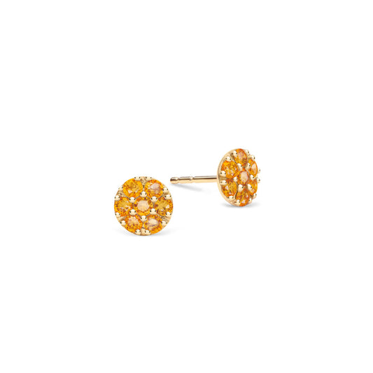 0.84 TCW Round Citrine Lab Made Diamond-November Birthstone Studs 1