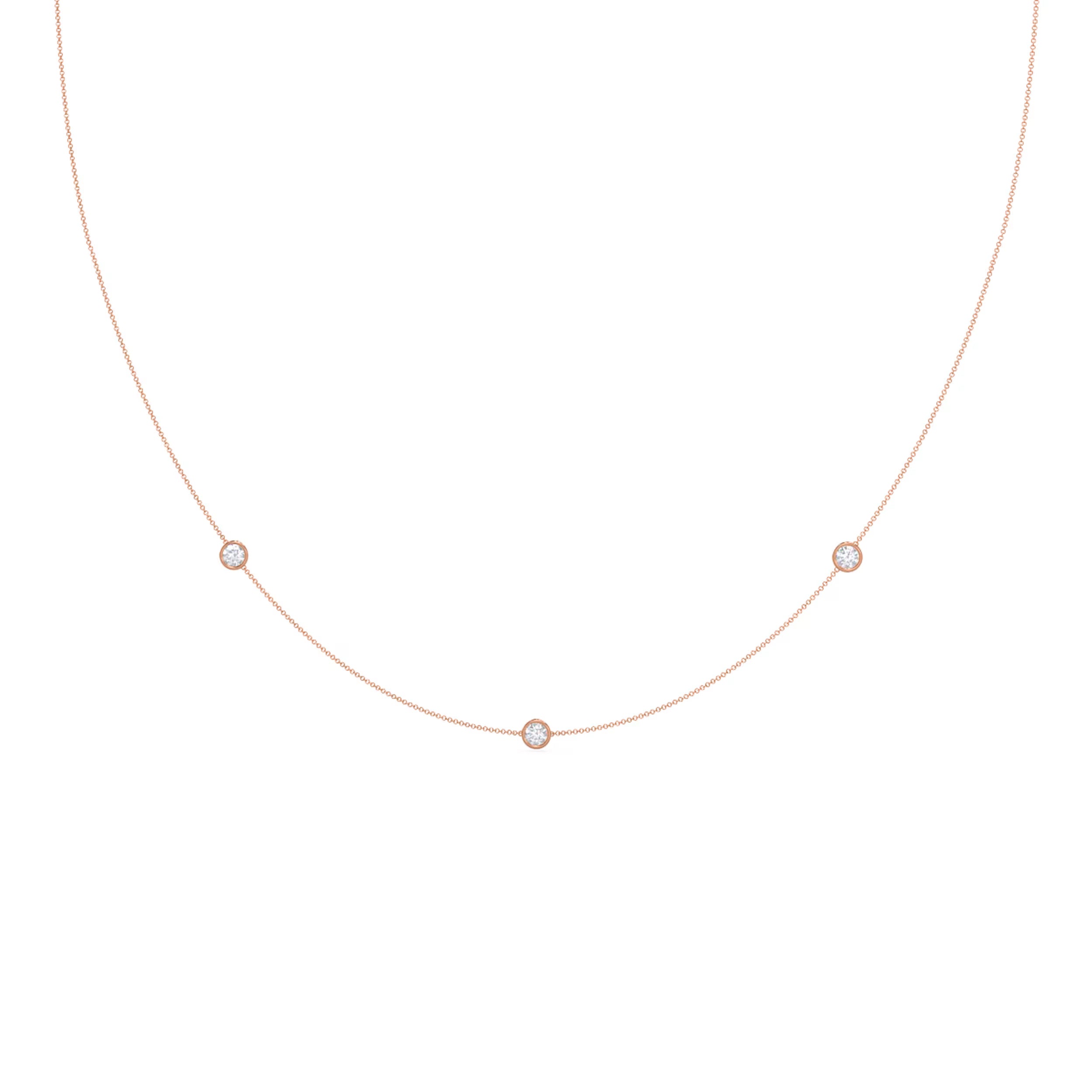 0.30 TCW Round Moissanite Diamond Floating Diamond Bezel Necklace in Solid Gold 6