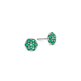 0.42 TCW Round Emerald Lab Made Diamond-May Birthstone Floral Stud Earrings 5