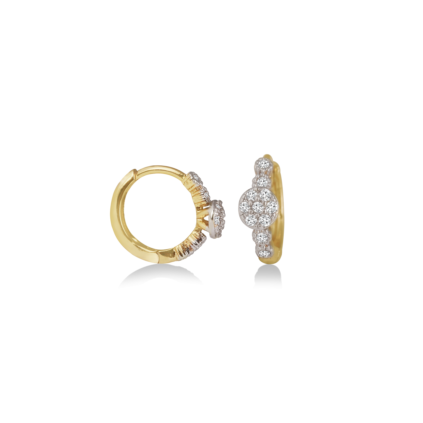 0.80 TCW Round Cut Moissanite Huggies Earrings in Gold 1