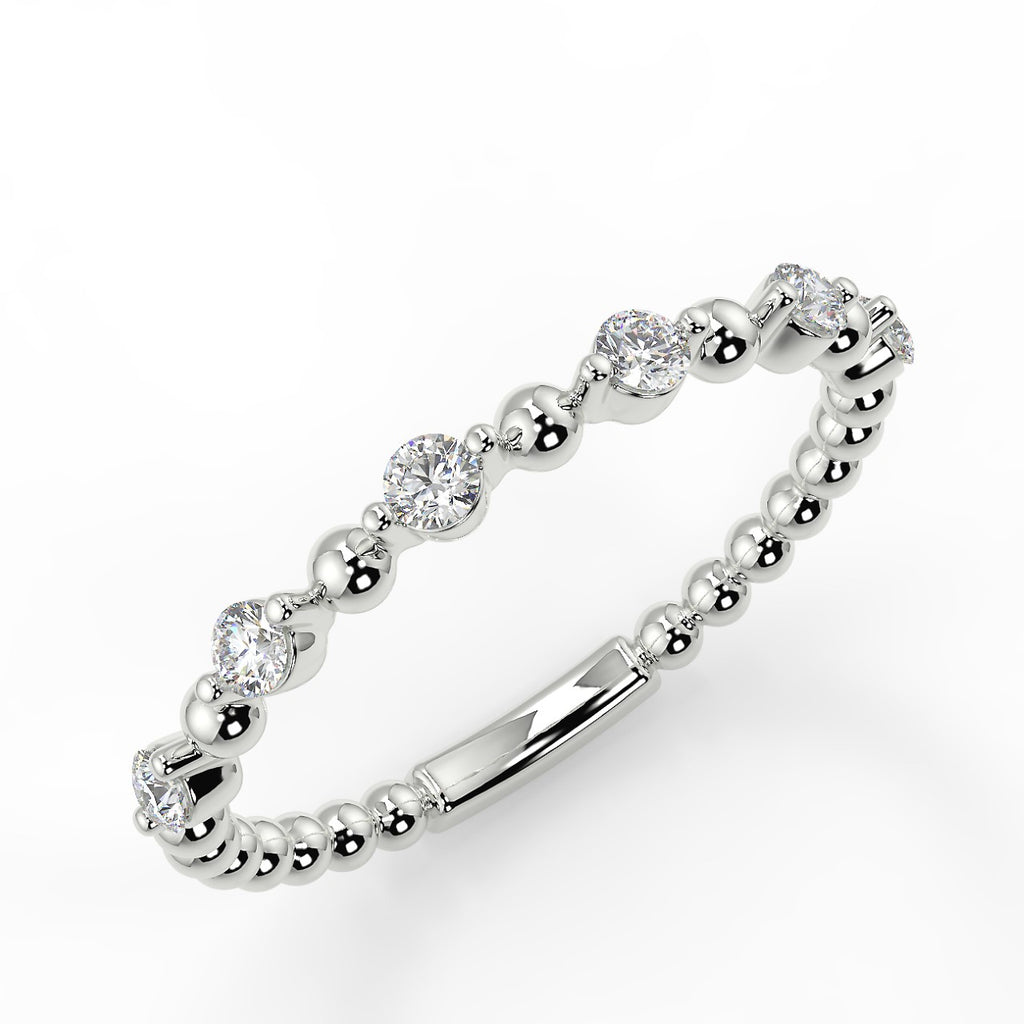Stunning 0.15 TCW Round Moissanite Stones Beaded Wedding Bands 5