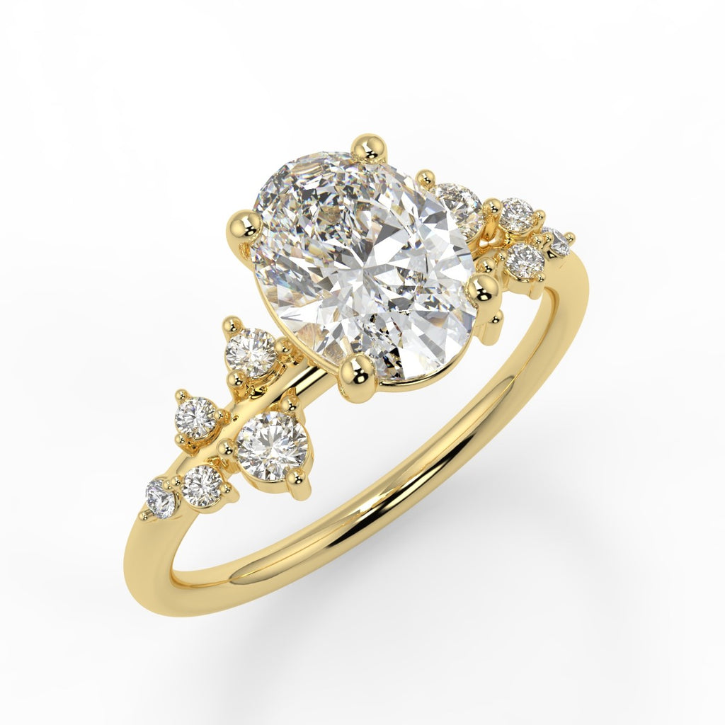 Stunning 1.42 CT Oval Moissanite Engagement Ring with Cluster Design 1
