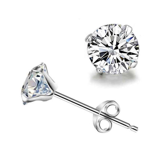 Round Cut Cubic Zirconia in 925 Sterling Silver Earrings 2