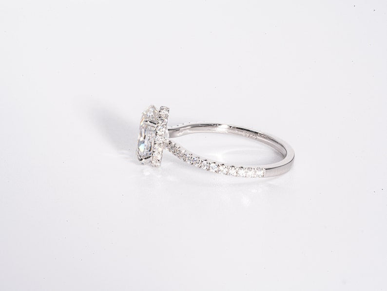 Classic 2.0 CT Oval Cut Moissanite Engagement Ring with Hidden Halo & Pave Design 6