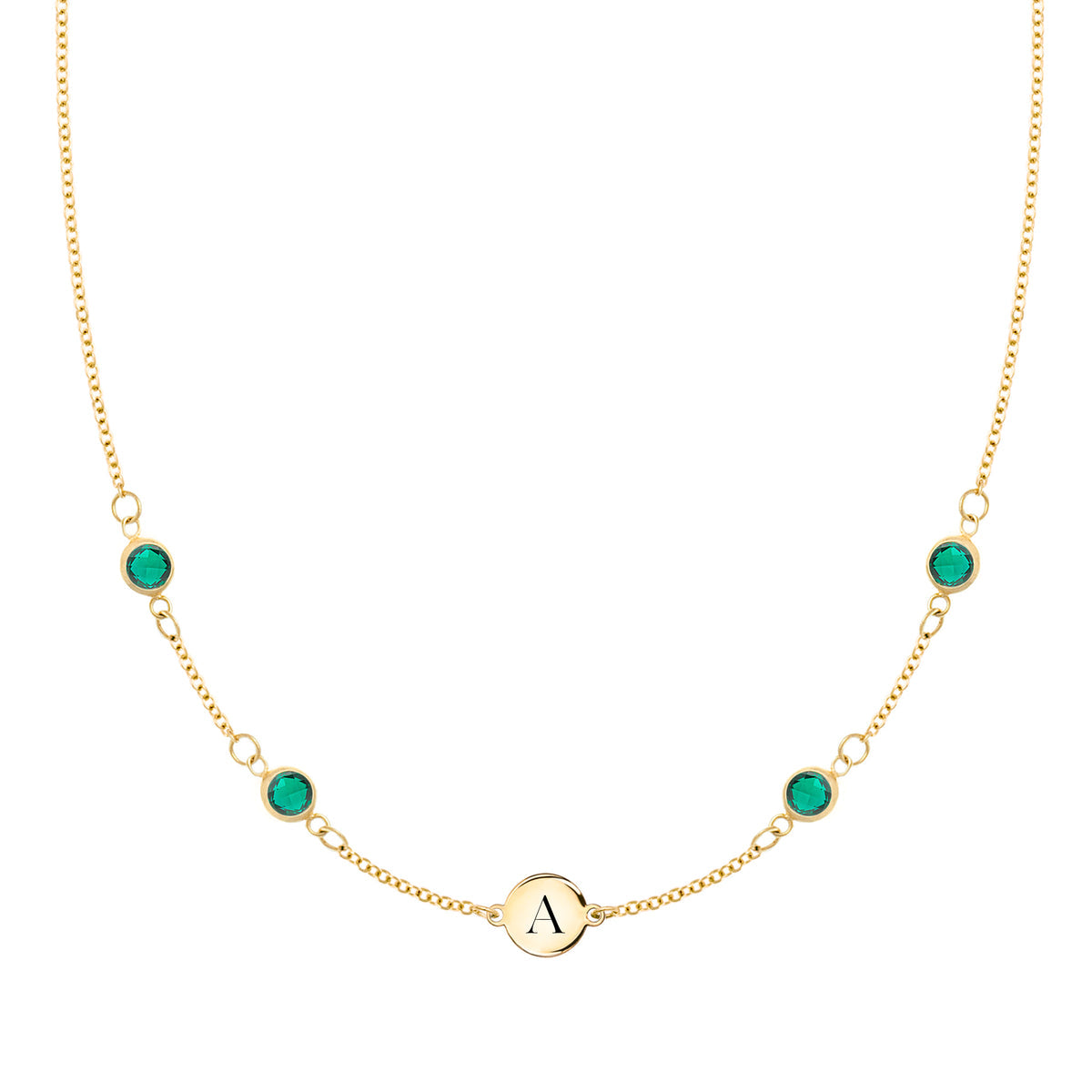 1 TCW Round Emerald Lab Made Diamond-May Birthstone Necklace 1