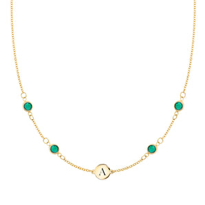 1 TCW Round Emerald Lab Made Diamond-May Birthstone Necklace