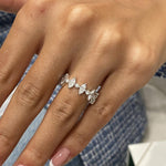 Stunning 1.23 CT Round & Marquise Moissanite Stones Half Eternity Wedding Bands 9