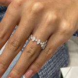 Stunning 1.23 CT Round & Marquise Moissanite Stones Half Eternity Wedding Bands 9