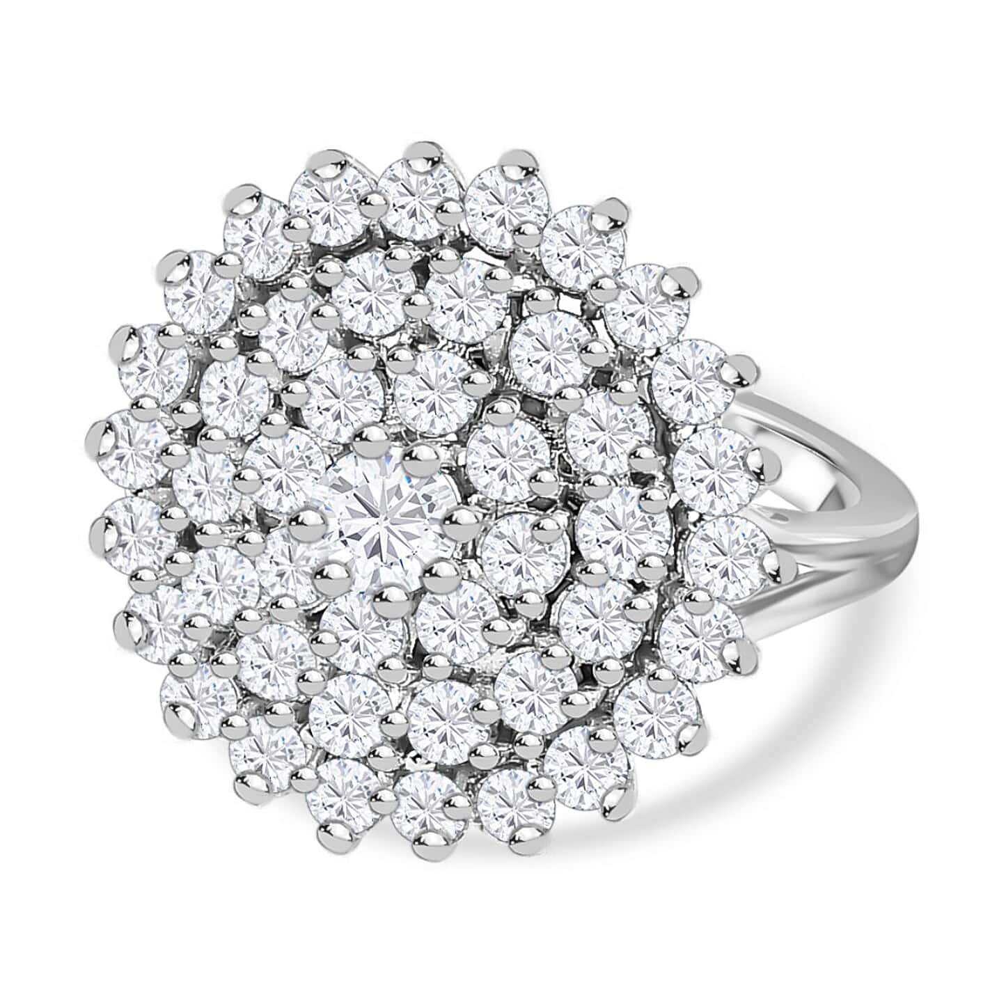 Round Cut Halo Style Cubic Zirconia in 925 Sterling Silver Ring 2