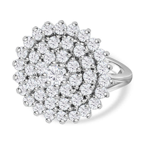 Round Cut Halo Style Cubic Zirconia in 925 Sterling Silver Ring