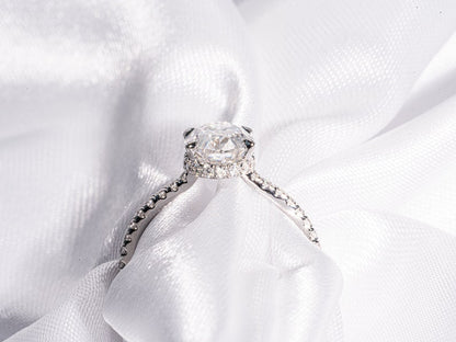 Classic 2.0 CT Oval Cut Moissanite Engagement Ring with Hidden Halo & Pave Design 7