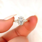 Stunning 2.5 CT Oval Moissanite Engagement Ring with Cluster Design 5