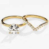 1.50 CT Round Cut Moissanite Bridal Ring Set with Round Wedding Bands 1