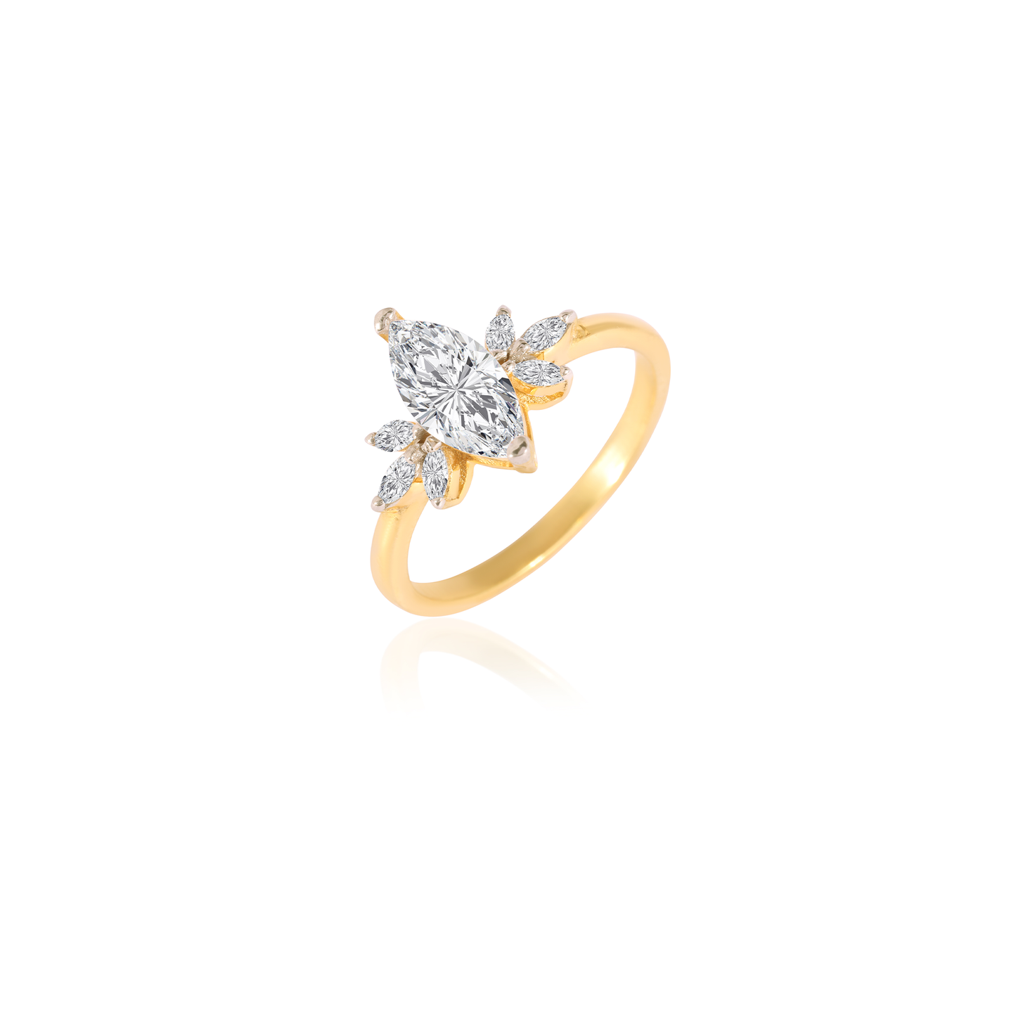 Stunning 2.0 CT Marquise Moissanite Engagement Ring with Cluster Design 1